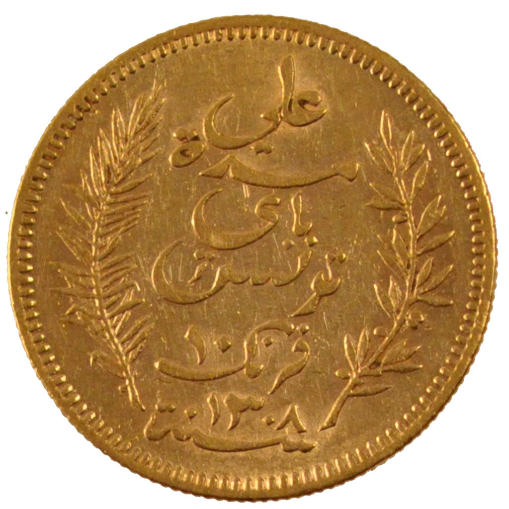 Tunisia, 10 Francs, 1891, Paris, SPL-, Oro, Lecompte:404