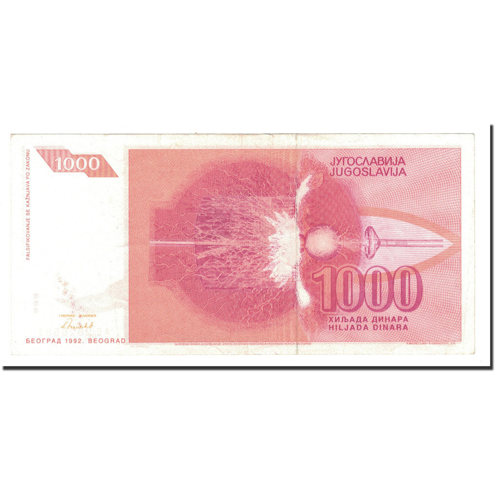 Billet, Yougoslavie, 1000 Dinara, 1991, KM:110, TTB