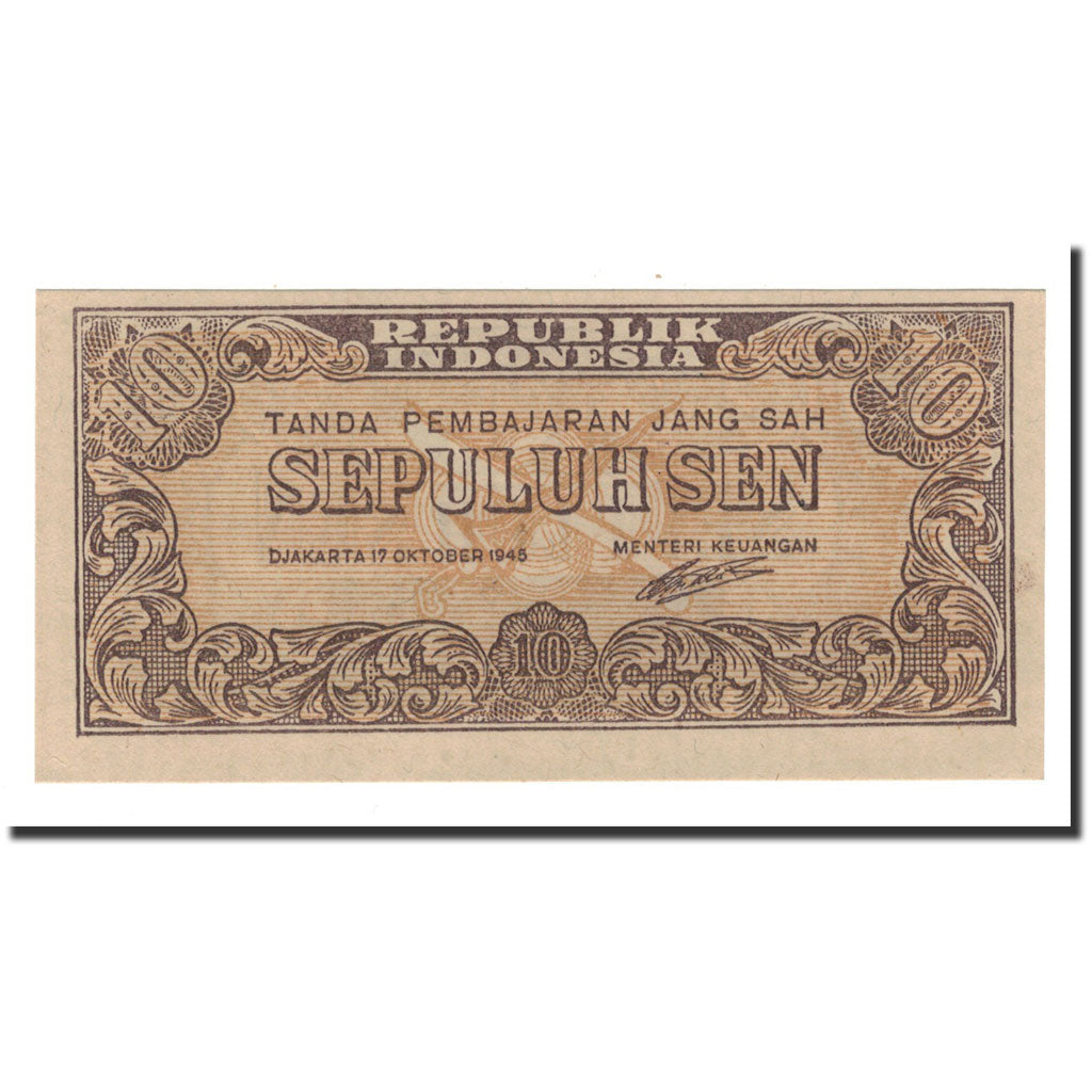 Banknote, Indonesia, 10 Sen, 1945, 1945-10-17, KM:15b, UNC(65-70)