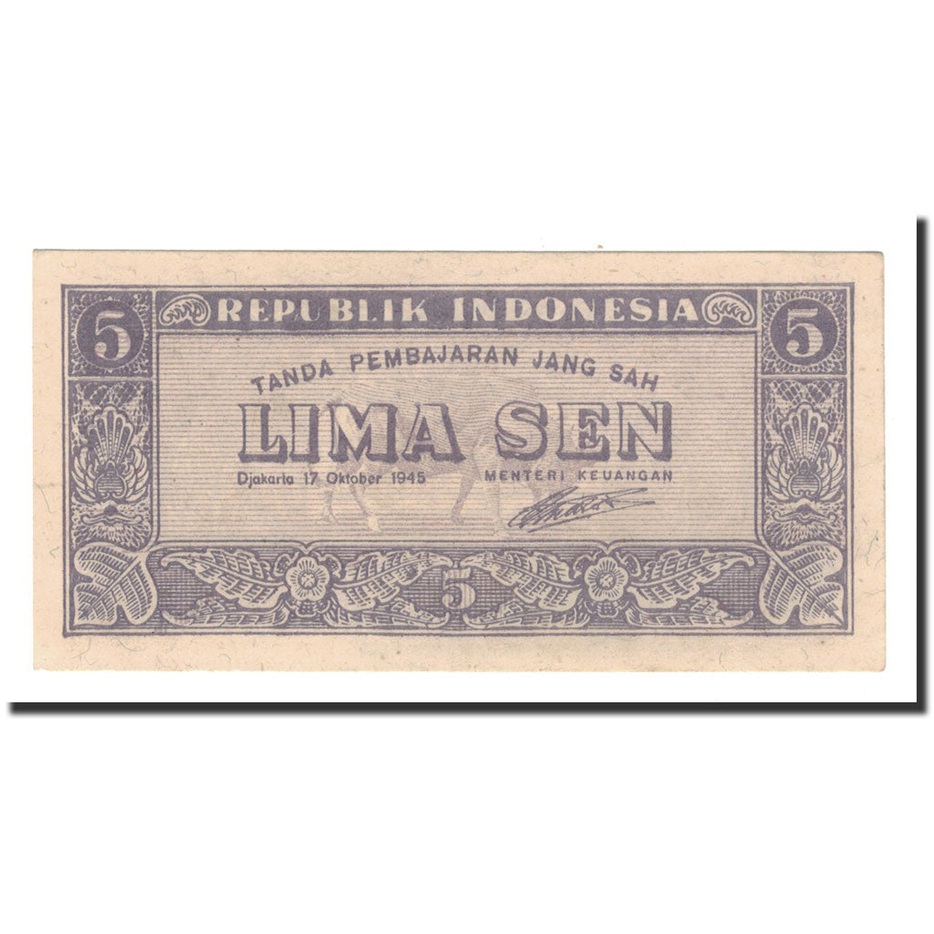 Banknote, Indonesia, 5 Sen, 1945, 1945-10-17, KM:14, UNC(64)