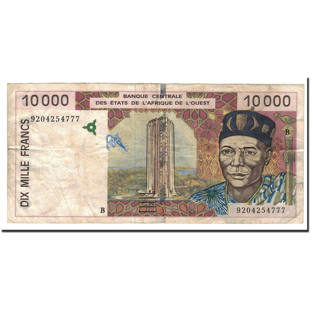 Banknote, West African States, 10,000 Francs, 1992-2001, 1992, KM:214Ba