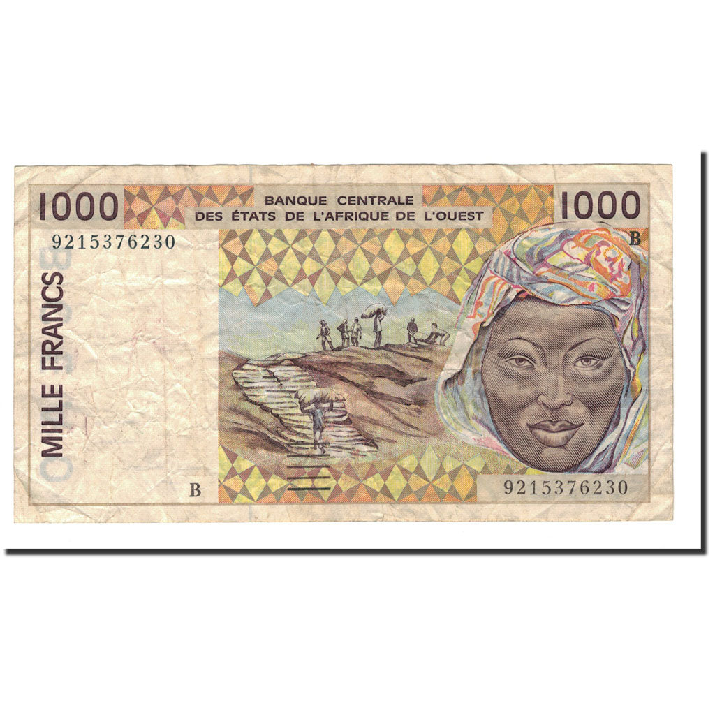Biljet, West Afrikaanse Staten, 1000 Francs, 1991-2002, 1992, KM:211Bc, TB+