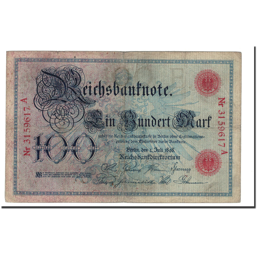 Banknote, Germany, 100 Mark, 1898, 1898-07-01, KM:20a, VG(8-10)