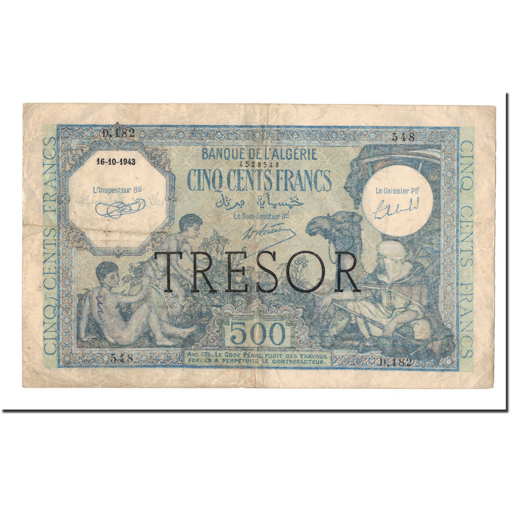 Geldschein, Frankreich, 500 Francs, 1943, 1943-10-16, KM:111, S+, Fayette:VF