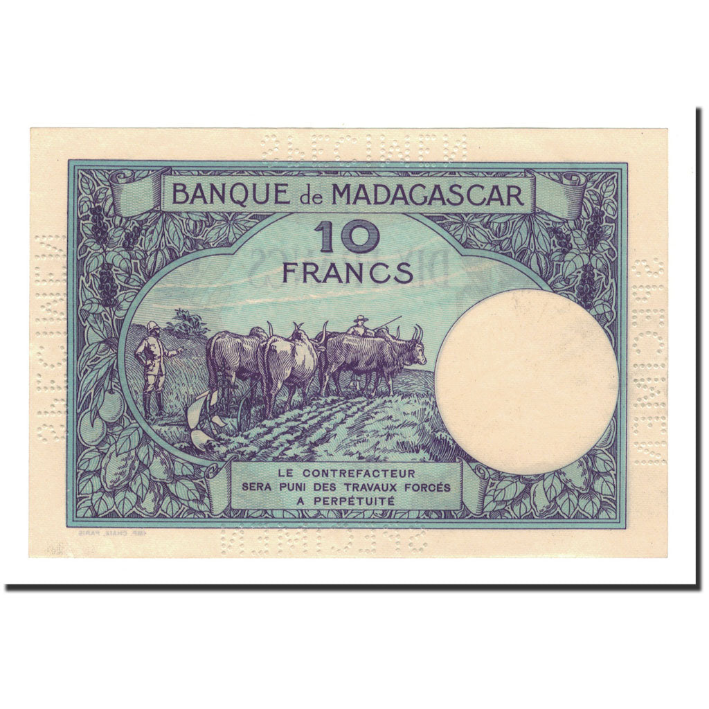 Banconote, Madagascar, 10 Francs, Undated (1937-47), SPL