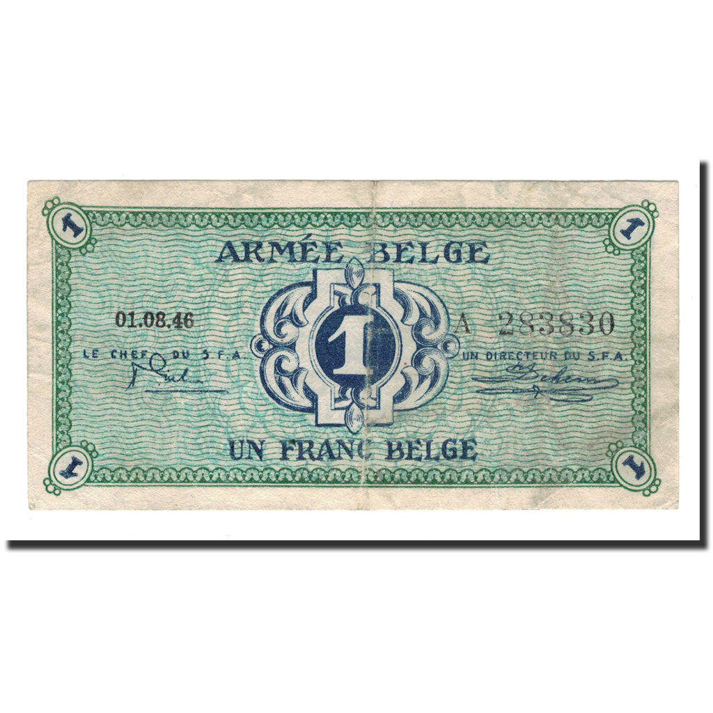 Banknote, Belgium, 1 Franc, 1946, 1946-08-01, KM:M1a, VF(30-35)