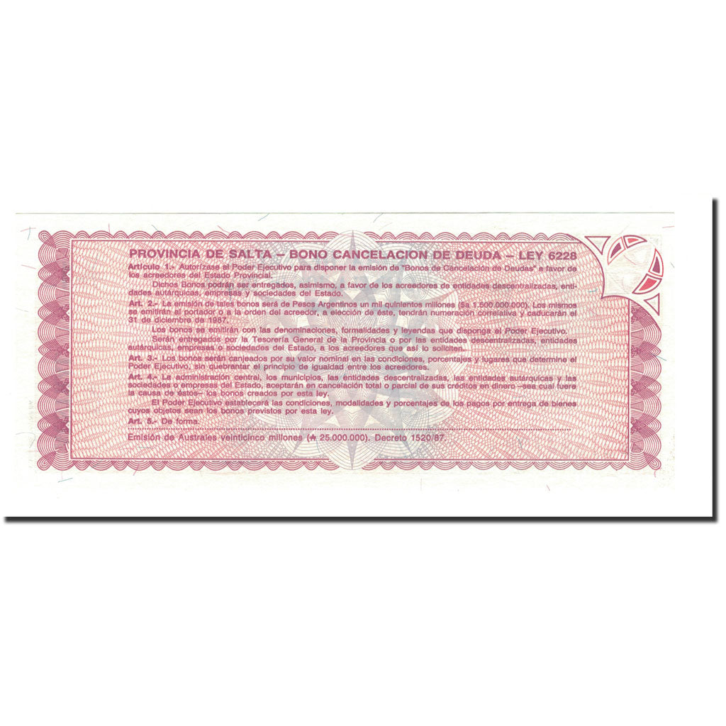 Banknote, Argentina, 1 Austral, 1987, 1987-12-31, KM:S2612e, UNC(65-70)