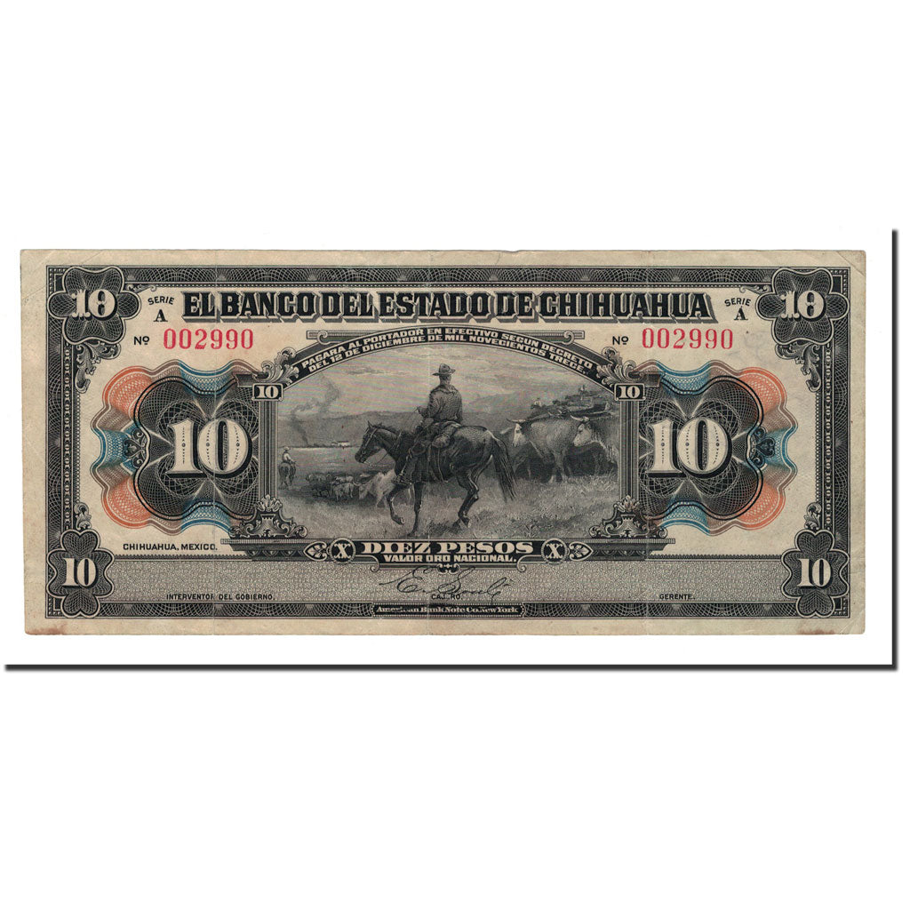 Banknote, Mexico, 10 Pesos, D.1913, KM:S133a, VF(30-35)