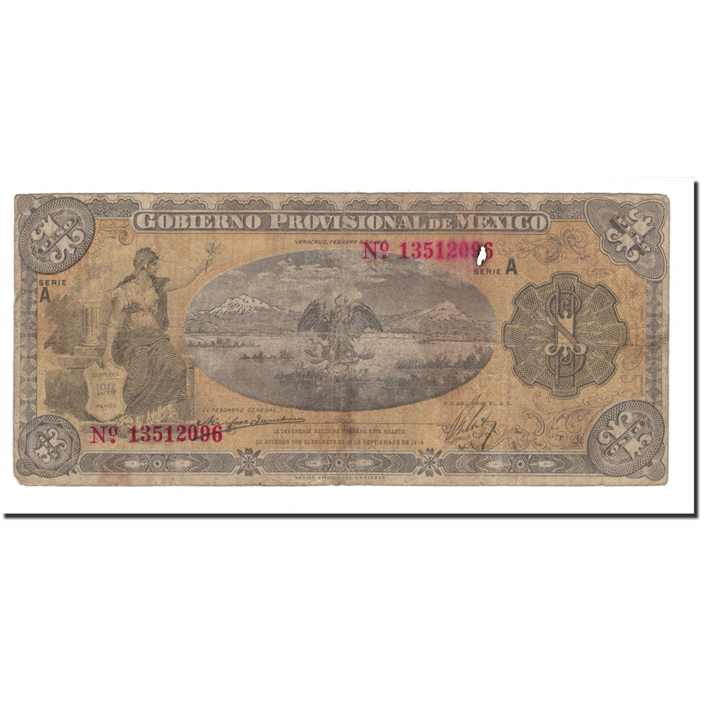 Billet, Mexico - Revolutionary, 1 Peso, 1914, KM:S1101a, B+