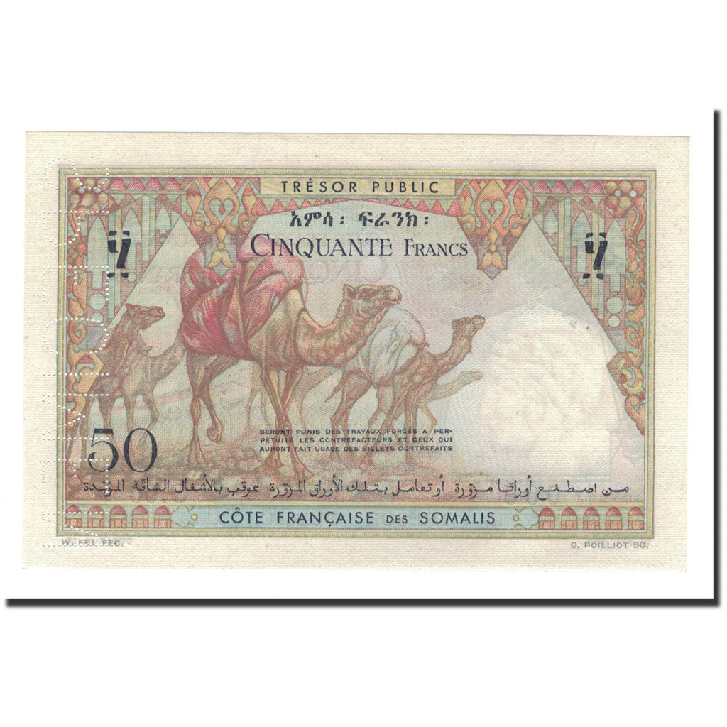 Billet, Djibouti, 50 Francs, 1952, NEUF