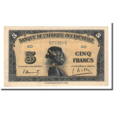 Banknote, French West Africa, 5 Francs, 1942, 1942-12-14, KM:28b, AU(50-53)