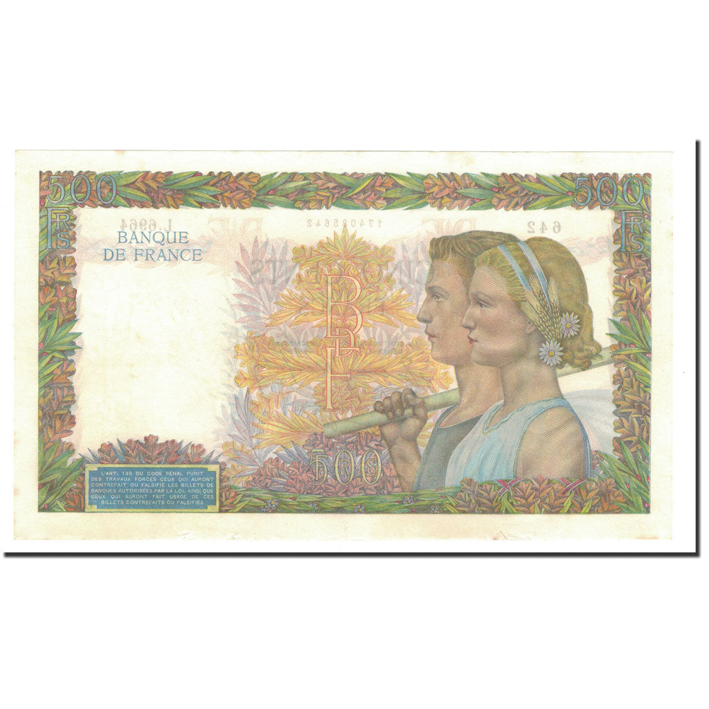 France, 500 Francs, 1942, 1942-10-01, TTB+, Fayette:32.41, KM:95b