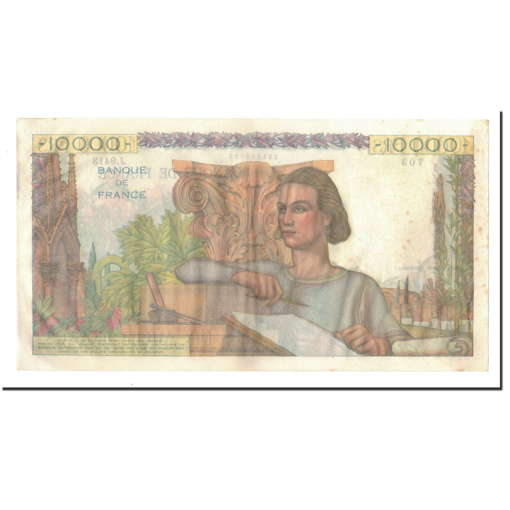 France, 10,000 Francs, 1955, 1955-09-01, AU(50-53), Fayette:50.76, KM:132d