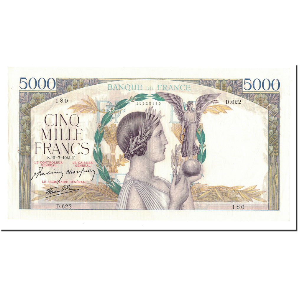 France, 5000 Francs, 1941, 1941-07-31, AU(50-53), Fayette:46.24, KM:97c