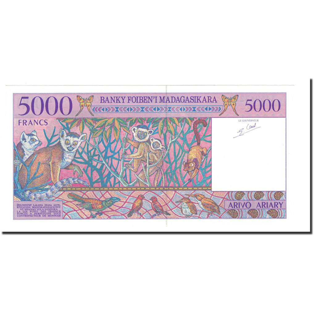 Geldschein, Madagascar, 5000 Francs = 1000 Ariary, 1995, Undated, KM:78b, UNZ