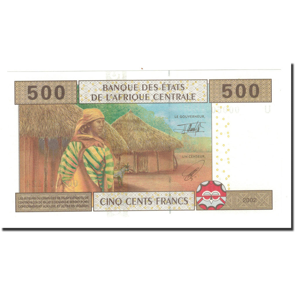 Banknote, Central African States, 500 Francs, 2002, KM:206U, UNC(65-70)