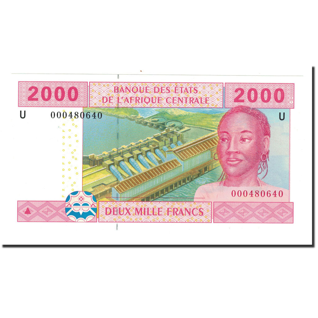 Banknote, Central African States, 2000 Francs, 2002, KM:208U, UNC(65-70)