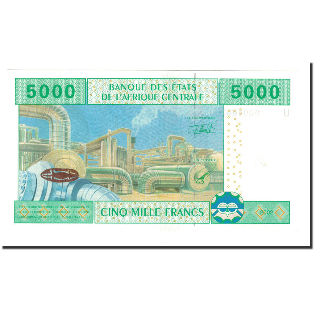 Banknote, Central African States, 5000 Francs, 2002, KM:209U, UNC(64)