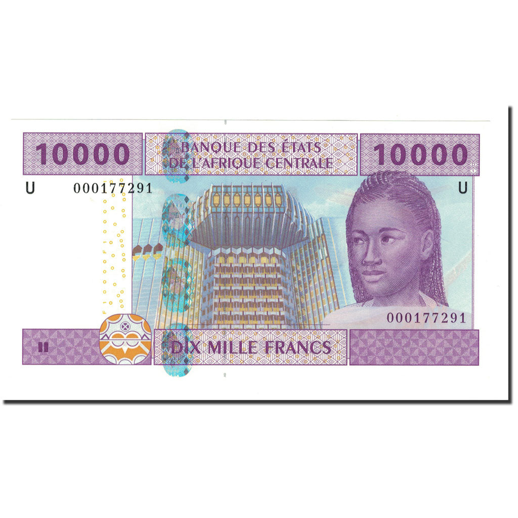 Banknote, Central African States, 10,000 Francs, 2002, KM:210U, UNC(65-70)