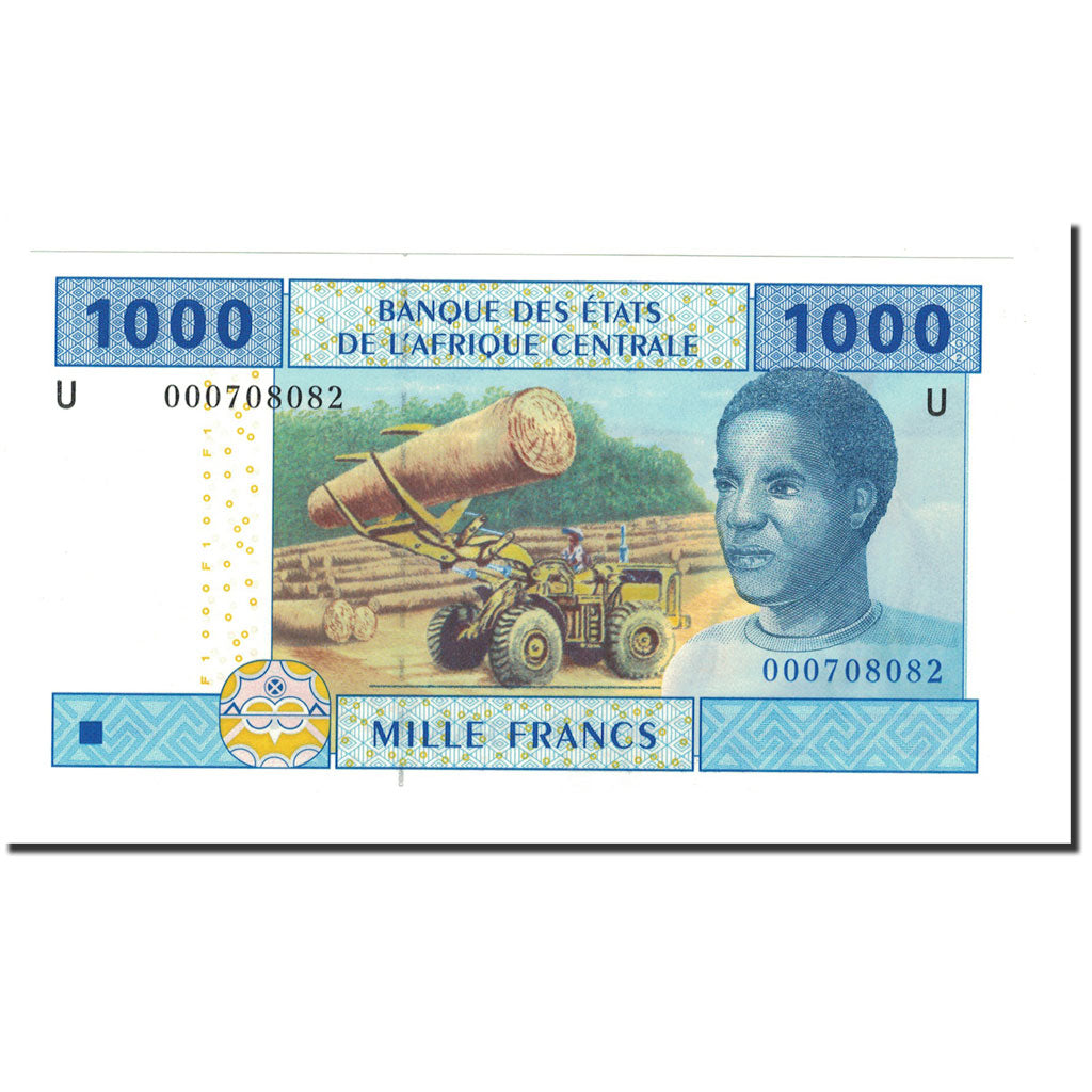 Banknote, Central African States, 1000 Francs, 2002, KM:207U, UNC(65-70)