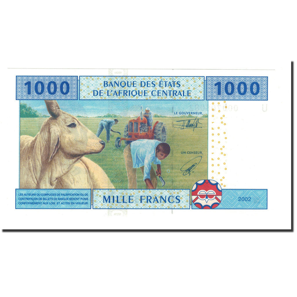 Banknote, Central African States, 1000 Francs, 2002, KM:207U, UNC(65-70)