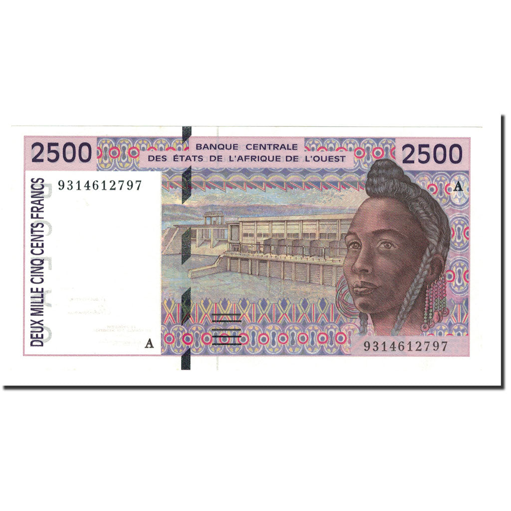 Banknote, West African States, 2500 Francs, 1993, KM:112Ab, UNC(65-70)