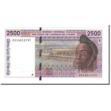 Banknote, West African States, 2500 Francs, 1993, KM:112Ab, UNC(65-70)