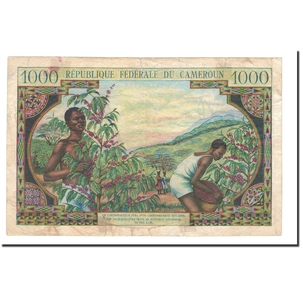 Banknote, Cameroon, 1000 Francs, 1962, Undated, KM:12a, F(12-15)