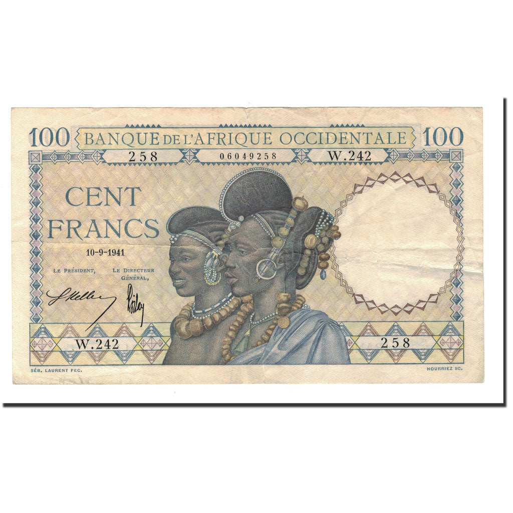 Banknote, French West Africa, 100 Francs, 1941, 1941-09-10, KM:23, VF(30-35)