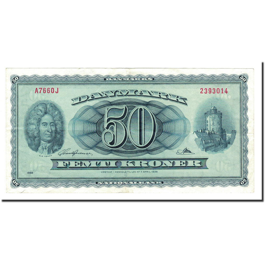 Banknote, Denmark, 50 Kroner, 1966, KM:45k, AU(50-53)