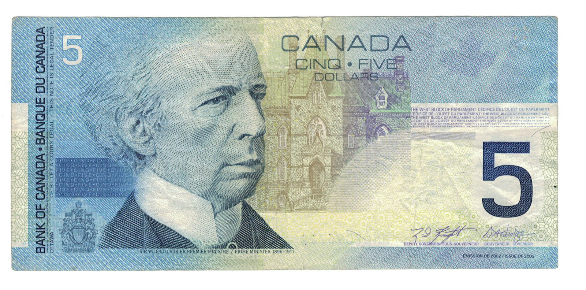 Banknote, Canada, 5 Dollars, 2002, KM:101a, VF(30-35)