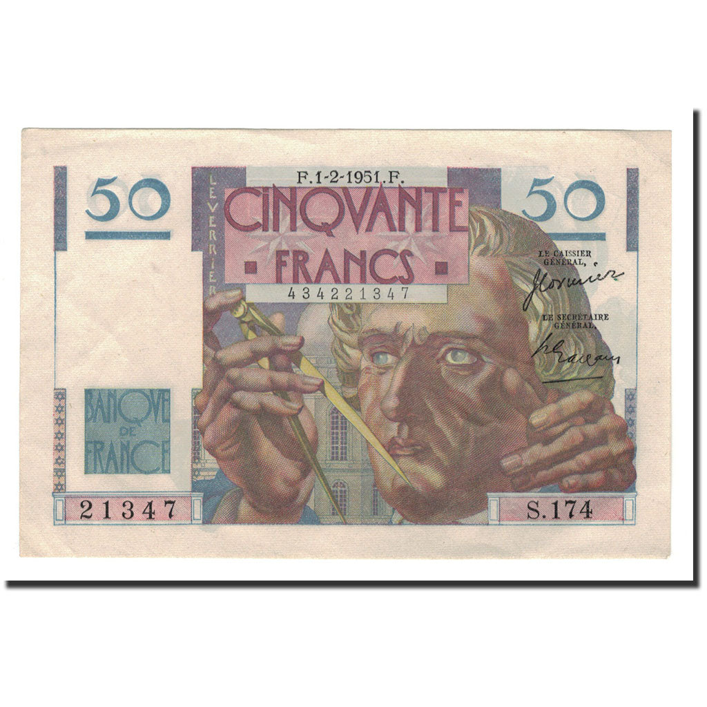 France, 50 Francs, 1951, 1951-02-01, AU(50-53), Fayette:20.17, KM:127c