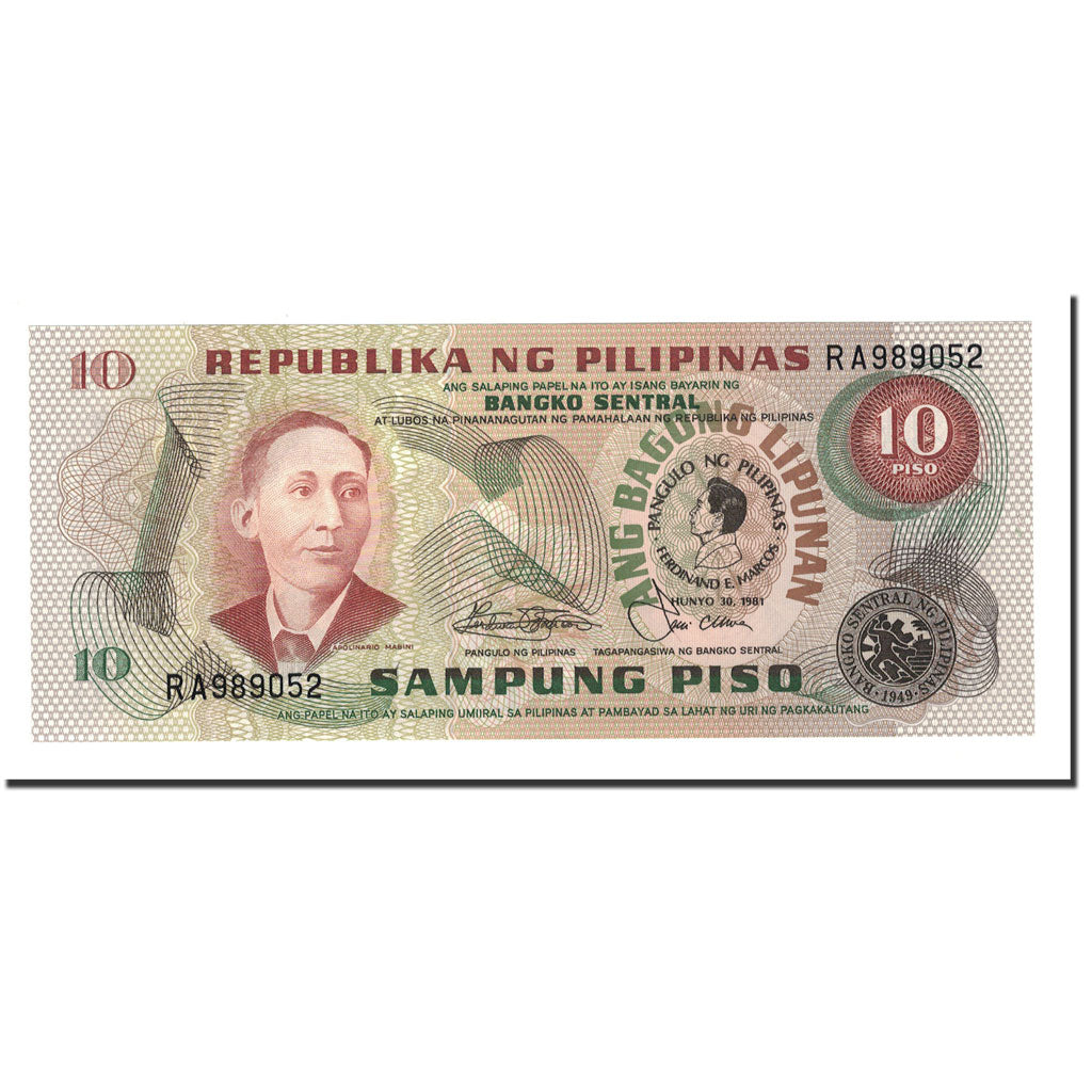 Biljet, Fillipijnen, 10 Piso, Undated, KM:149a, NIEUW