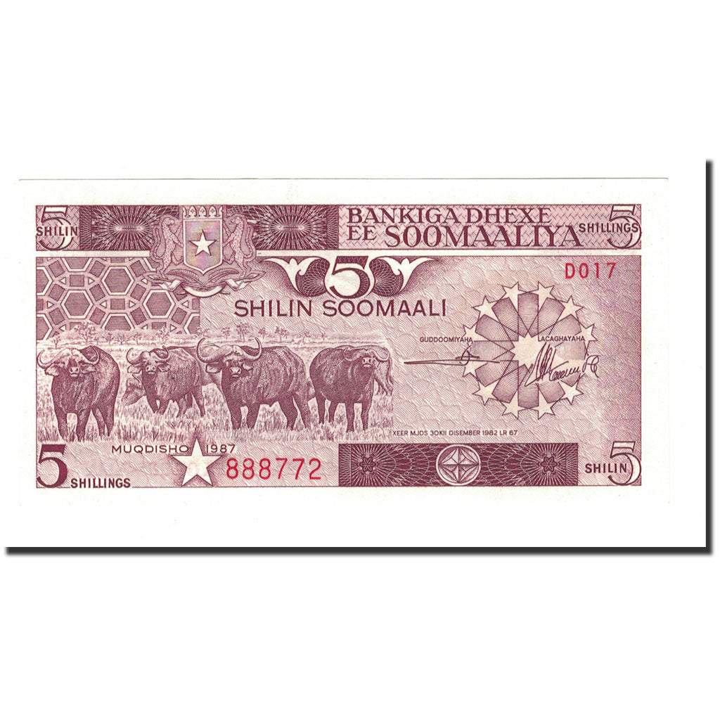 Banknote, Somalia, 5 Shilin = 5 Shillings, 1983-1987, 1987, KM:31c, UNC(65-70)