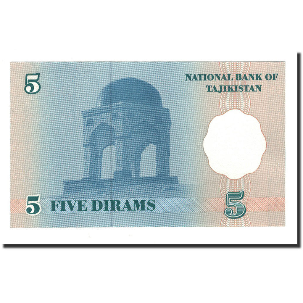 Biljet, Tajikistan, 5 Diram, 1999 (2000), KM:11a, NIEUW