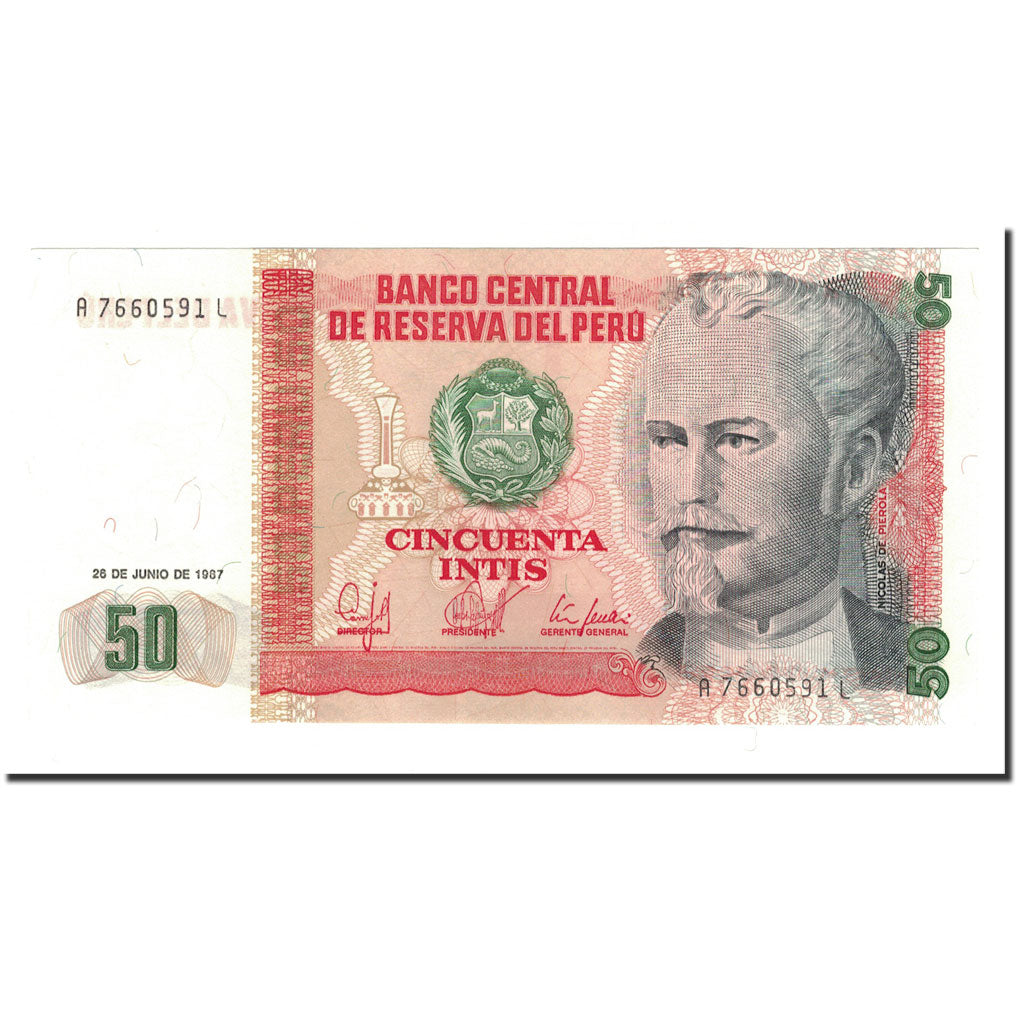 Banknote, Peru, 50 Intis, 1987, 1987-06-26, KM:131a, UNC(65-70)