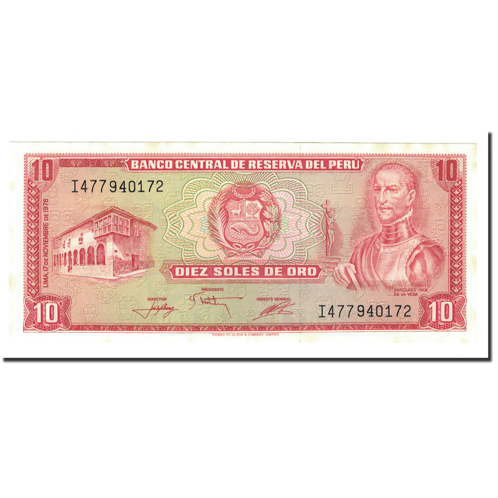 Billete, 10 Soles De Oro, 1976, Perú, 1976-11-17, KM:112, SC+