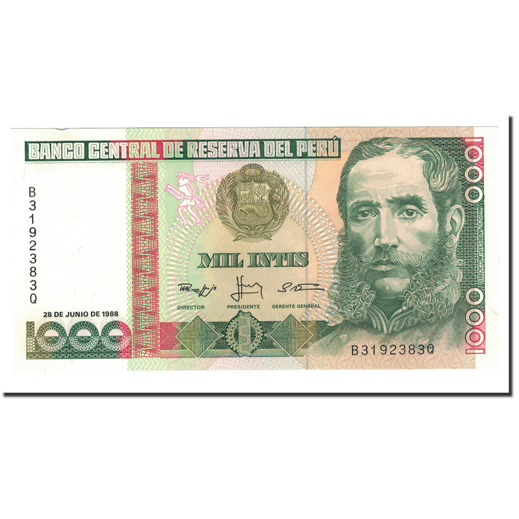 Banknote, Peru, 1000 Intis, 1986-1988, 1988-06-28, KM:136b, UNC(63)