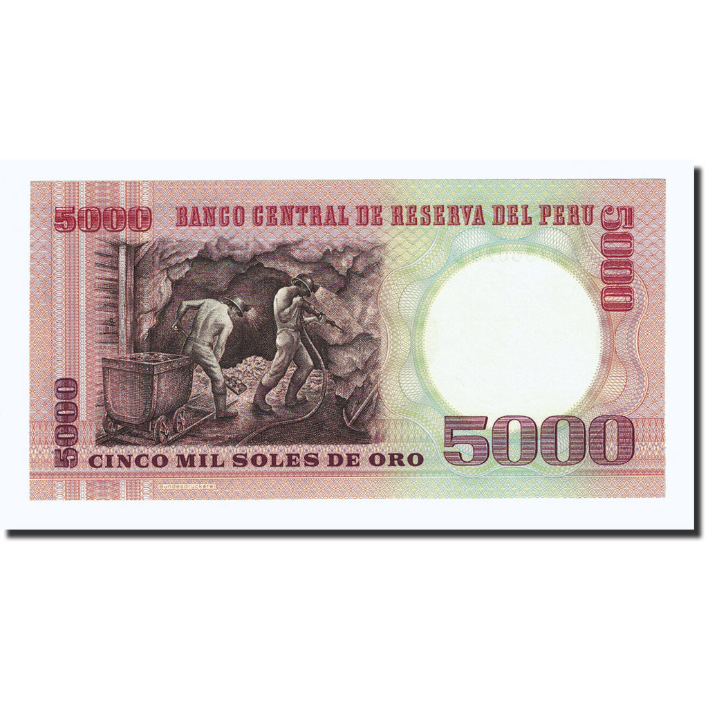 Banknote, Peru, 5000 Soles De Oro, 1976-1985, 1985-06-21, KM:117c, UNC(65-70)