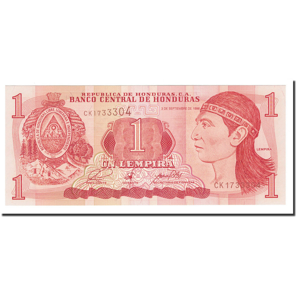 Banknote, Honduras, 1 Lempira, 1998, 1998-09-03, KM:79b, UNC(65-70)