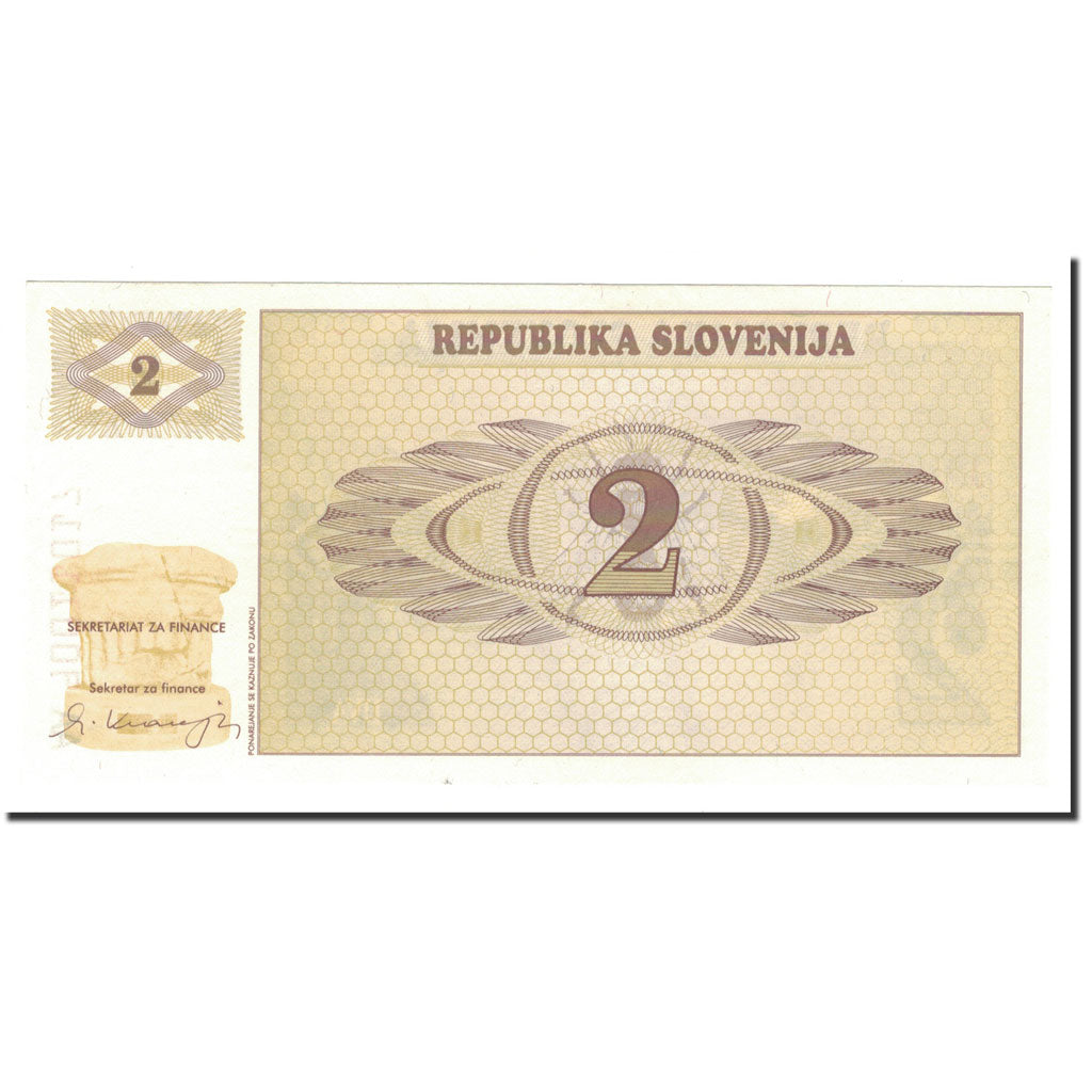 Billete, 2 (Tolarjev), 1990, Eslovenia, KM:2a, SC+