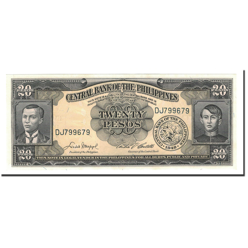 Banknote, Philippines, 20 Pesos, 1949, KM:137d, UNC(65-70)