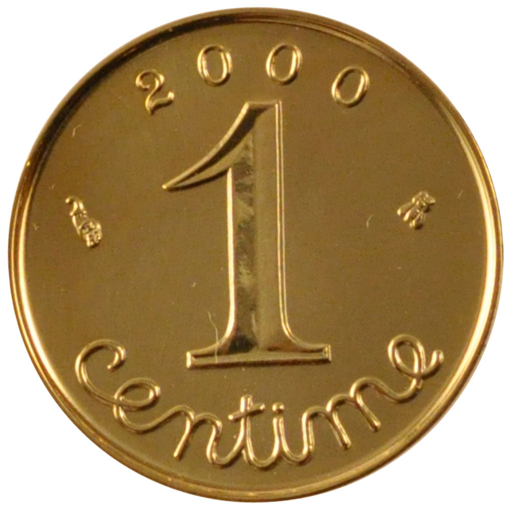 FRANCE, Épi, Centime, 2000, Paris, KM #928a, MS(63), Gold, Gadoury #91a, 2.50