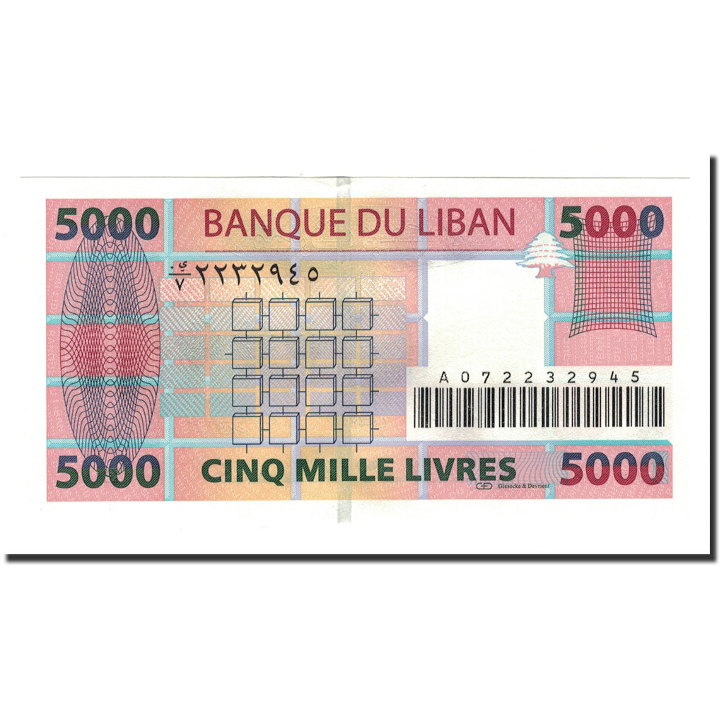 Banknote, Lebanon, 5000 Livres, 2001, KM:79, UNC(65-70)