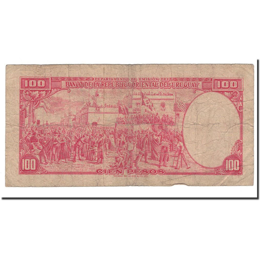 Banknote, Uruguay, 100 Pesos, 1967, 1967, KM:43a, VG(8-10)