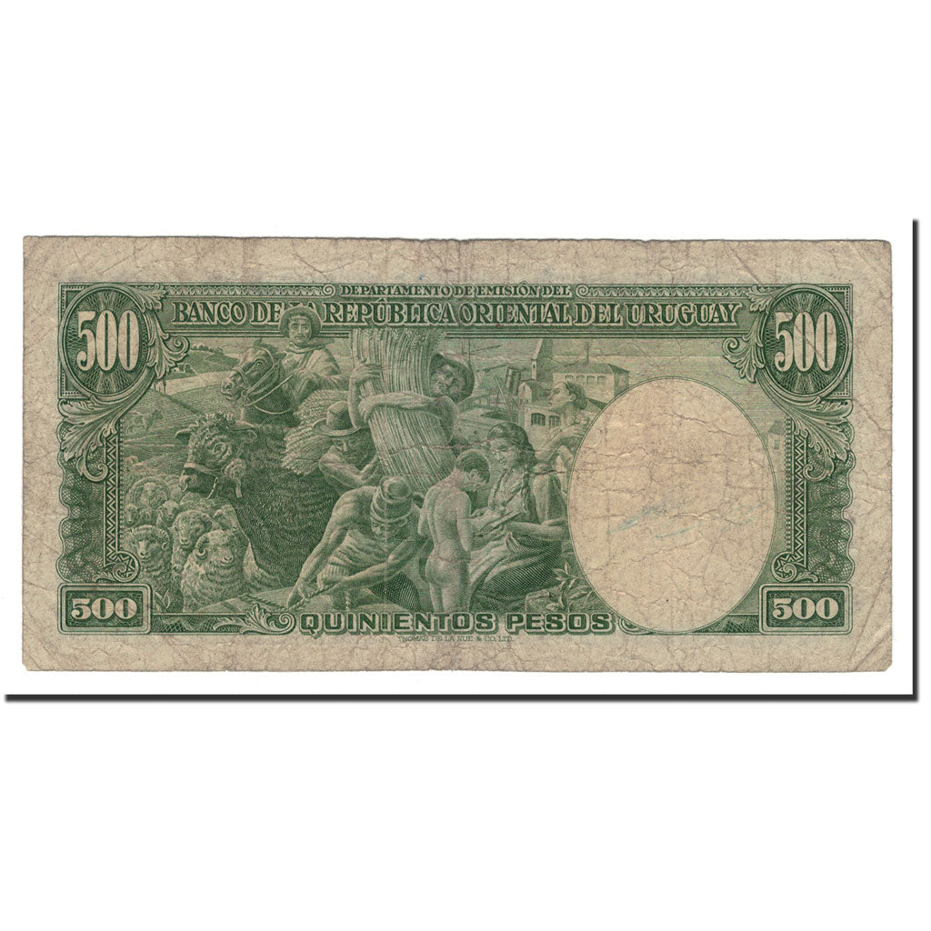 Banknote, Uruguay, 500 Pesos, L.1939, KM:44b, VG(8-10)