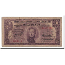 Banknote, Uruguay, 10 Pesos, L.1939, 1967, KM:42a, VG(8-10)