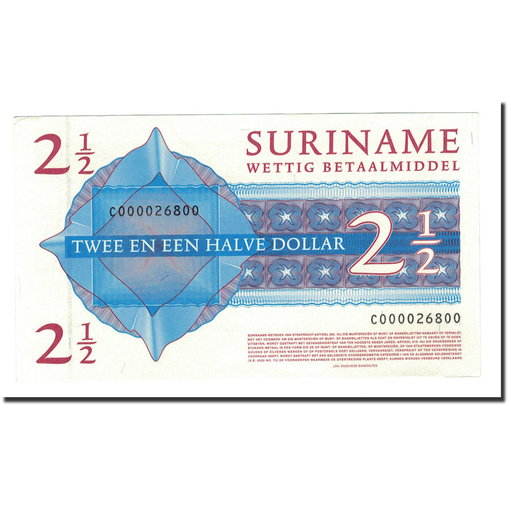 Banknote, Surinam, 2 1/2 Dollars, 2004, 2004-01-01, KM:156, UNC(64)
