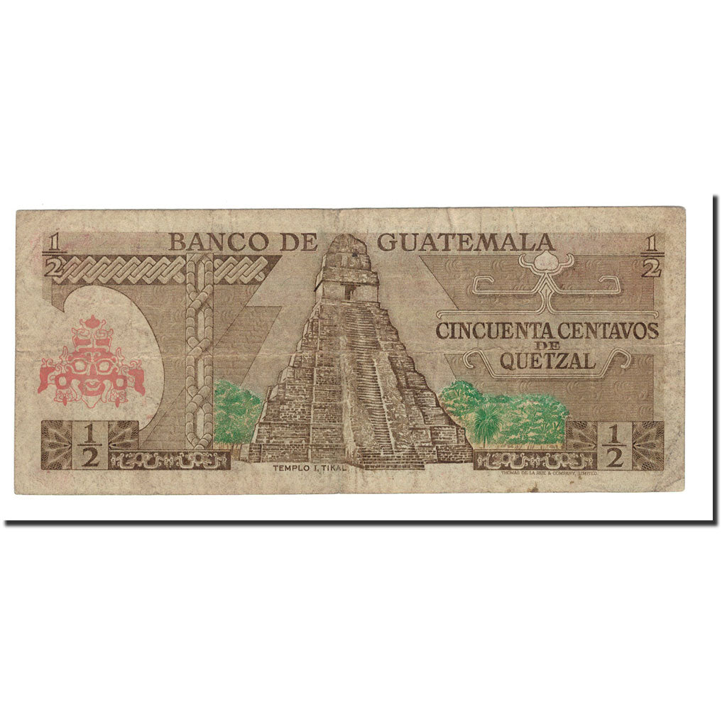 Banknote, Guatemala, 1/2 Quetzal, 1972-83, 1981-01-07, KM:58c, VG(8-10)