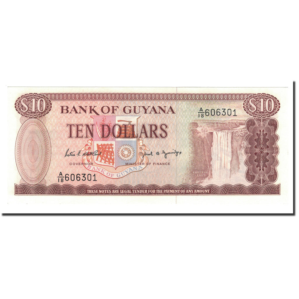Geldschein, Guyana, 10 Dollars, Undated (1966-92), KM:23d, UNZ